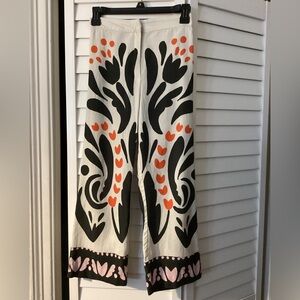 Zara Girl’s Pants - Ivory, Graphic, Linen and Cotton Pants size 13/14